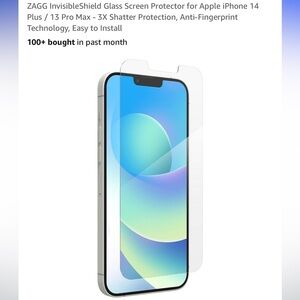 Zagg invisible shield glass screen protector for iPhone 14 Plus and 13 Pro Max